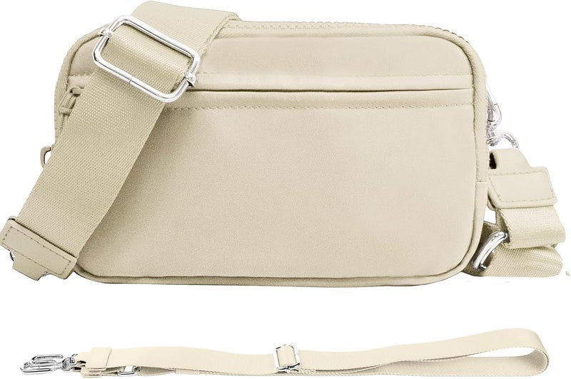 NBERMOTION Checkered Nylon Wristlet Wallets for Women RFID Blocking Purse With Credit Card Holder & Crossbody Strap - Image 1